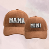 Mama Mini - Embroidered Corduroy Baseball Cap Mommy and Me Matching Hats in CARAMEL