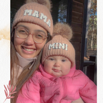 Mama Mini FUR POM POM -  Mommy and Me Matching Beanies in PINK