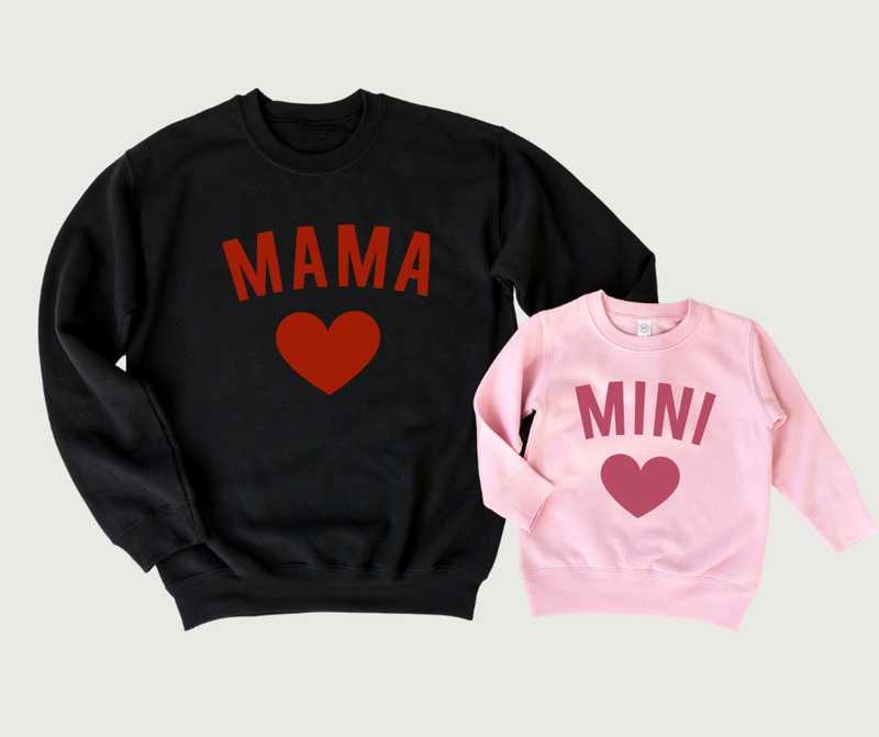 Mama + Mama Mini Valentine - Mommy and Me Valentine's Day Sweatshirt