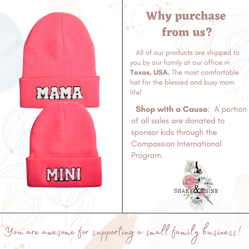 Mama Mini -  Mommy and Me Matching Beanies in PINK