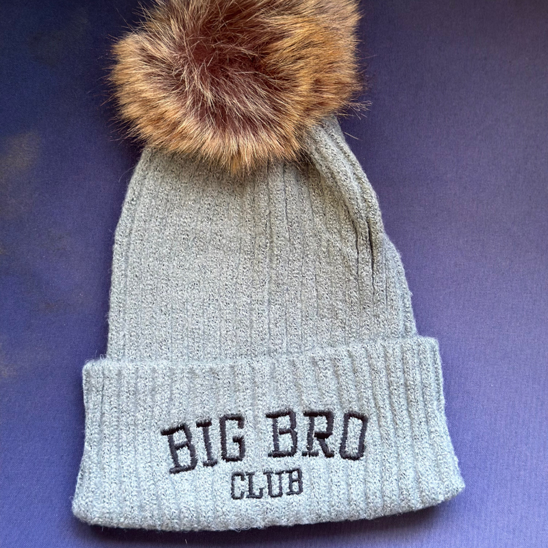 BIG BRO CLUB - FUR POMPOM - Brother Sister Matching Beanies