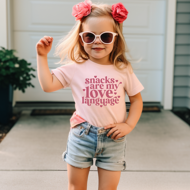 Snacks Are My Love Language Valentine Kids Shirt