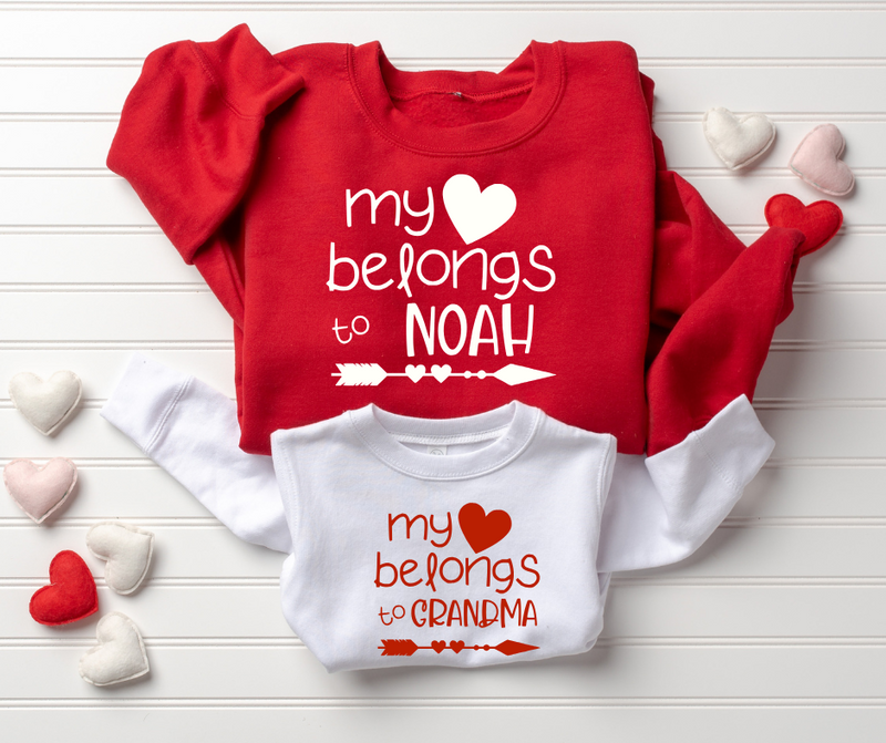 My Heart Belongs To - Mommy and Me Valentine's Day Sweatshirt