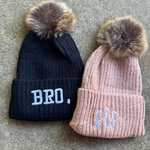 BRO & SIS - FUR POMPOM - Brother Sister Matching Beanies