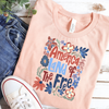 America Land of the Free - Floral - 4TH OF JULY SHIRT