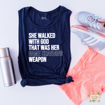 SHE WALKED WITH GOD WOMEN'S WORKOUT TANK TOP | MUSCLE TANK - Salt and Light Boutique