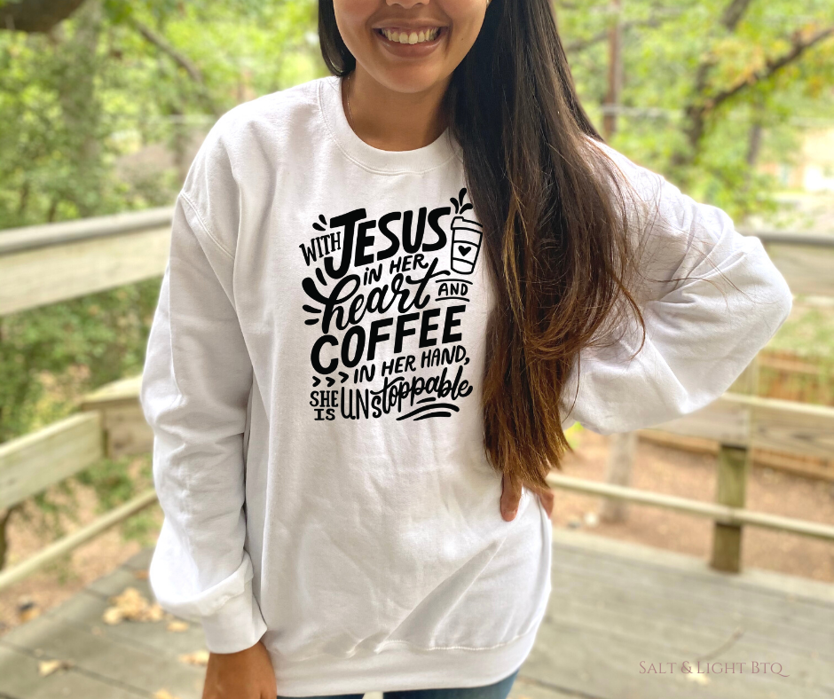 Coffee and Jesus Sweatshirt - Salt and Light Boutique
