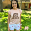 LOVE LIKE JESUS - LEOPARD PRINT | WOMEN'S FLOWY MUSCLE T-SHIRT WITH ROLLED SLEEVES - Salt and Light Boutique