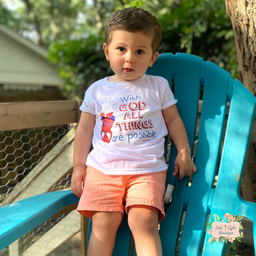 WITH GOD ALL THINGS ARE POSSIBLE INFANT + TODDLER SHIRT | SUPER KIDDOS COLLECTION - Salt and Light Boutique
