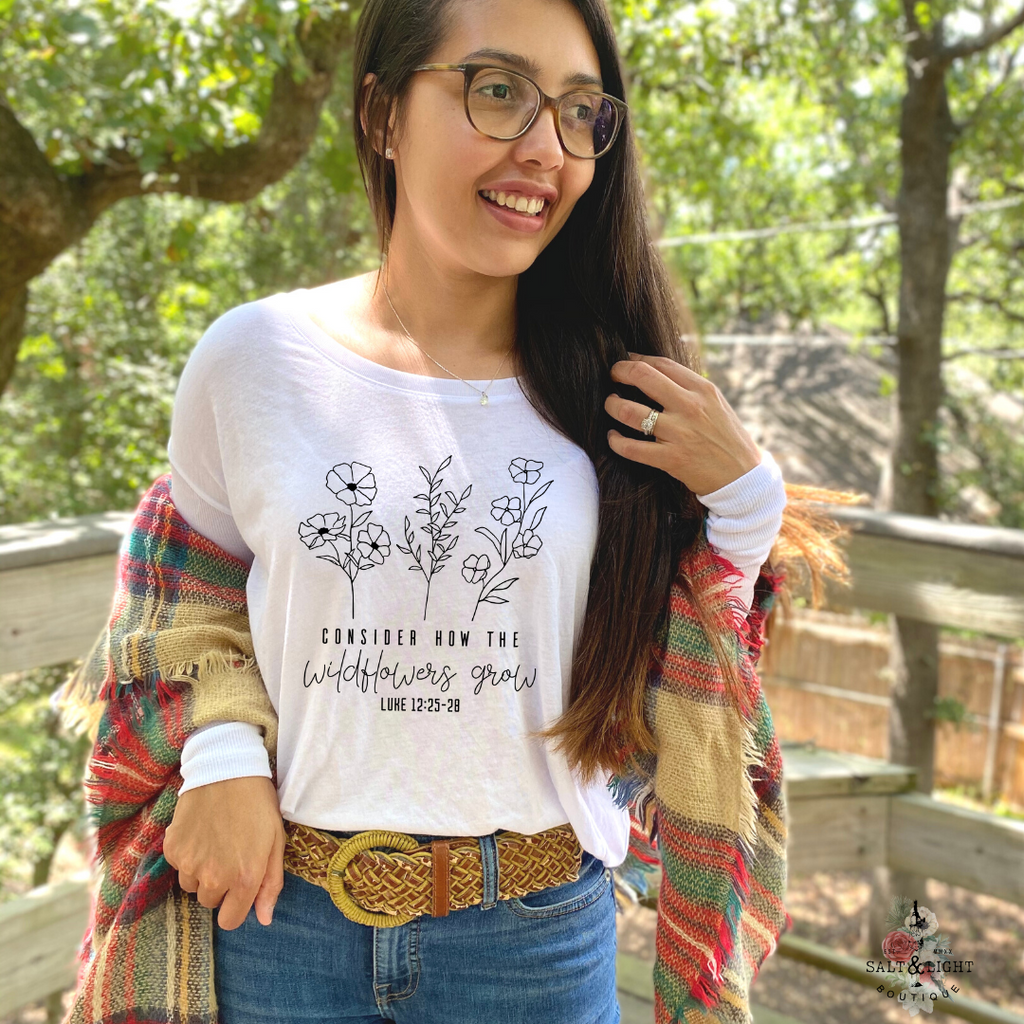 CONSIDER THE WILDFLOWERS FALL LONG SLEEVE T SHIRT - Salt and Light Boutique
