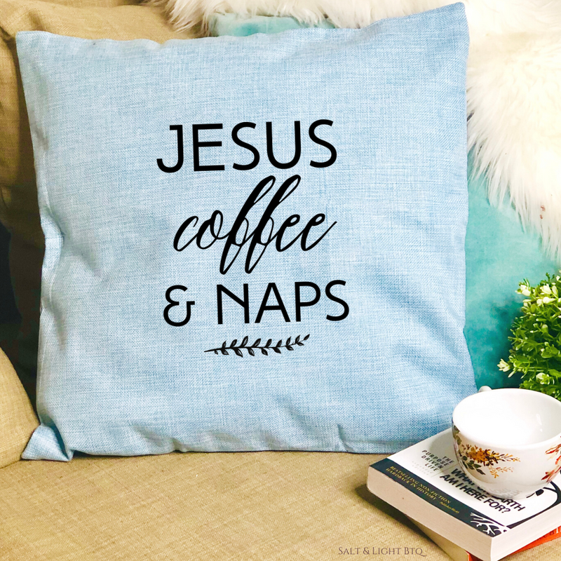 Jesus and coffee Christian Pillows: Christian Decor & Christian Gifs | S