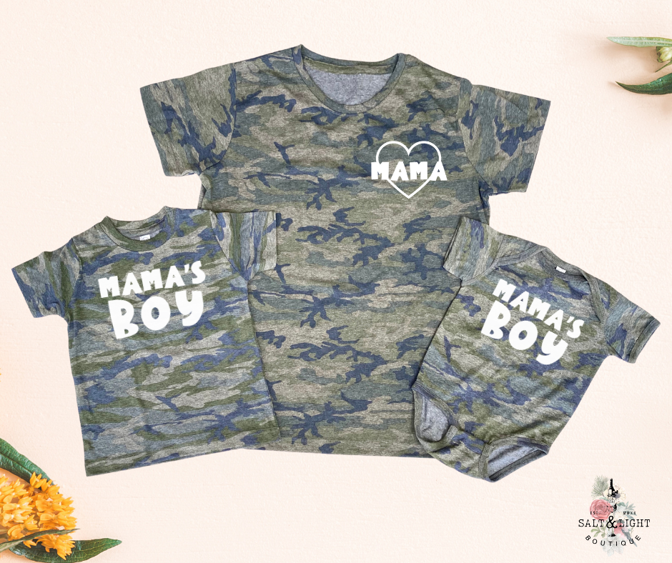 Mom and Baby Boy Matching Shirts | Boy Mama- CAMO LIMITED EDITION - Salt and Light Boutique