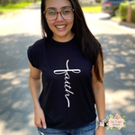 FAITH - CROSS SHAPED | WOMEN'S FLOWY MUSCLE T-SHIRT WITH ROLLED SLEEVES - Salt and Light Boutique