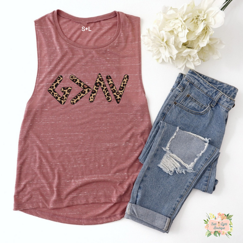GOD IS GREATER THAN THE HIGHS AND LOWS | WOMEN'S MUSCLE TANK TOP - Salt and Light Boutique