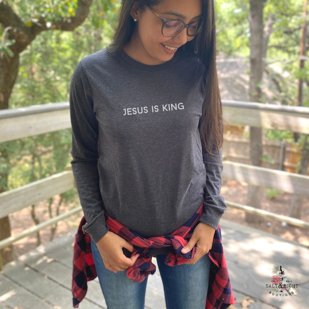 JESUS IS KING FALL LONG SLEEVE T SHIRT - Salt and Light Boutique