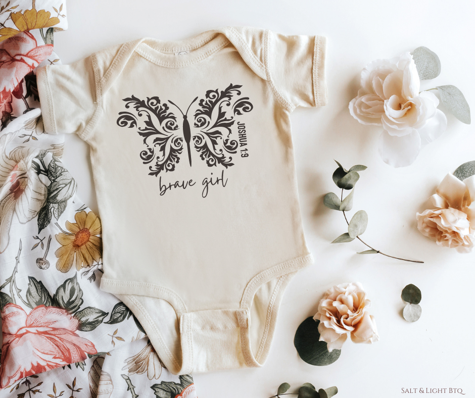 Brave Girl Baby Girl onesie: Cute Christian Baby Girl Clothes | Salt and Light Boutique