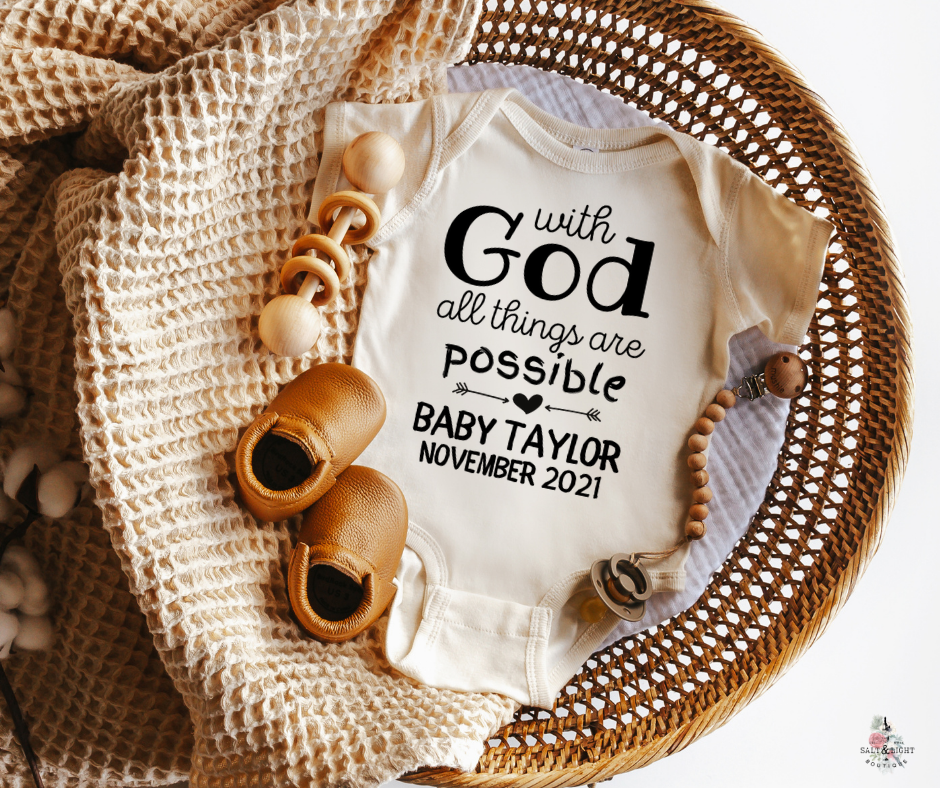 Custom Baby Announcement Onesie | Christian Pregnancy Announcement Onesie | IVF Baby Announcement | SLB