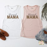 BLESSED MAMA - LEOPARD PRINT | WOMEN'S MUSCLE TANK TOP - Salt and Light Boutique