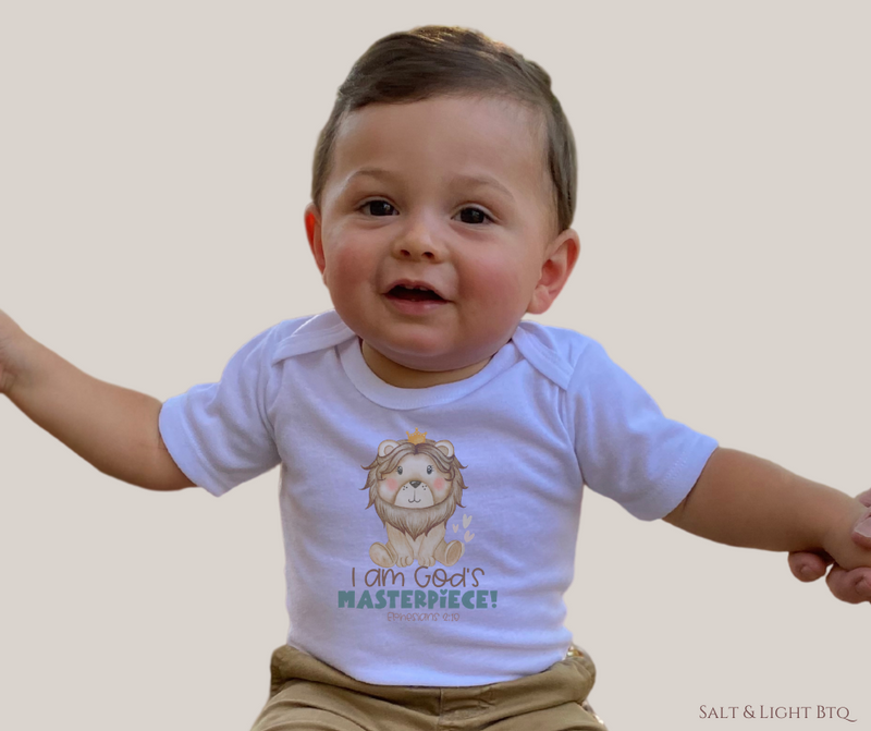 God's Masterpiece Bodysuit: Faith Based Baby Boy Clothes, Salt & Light Boutique