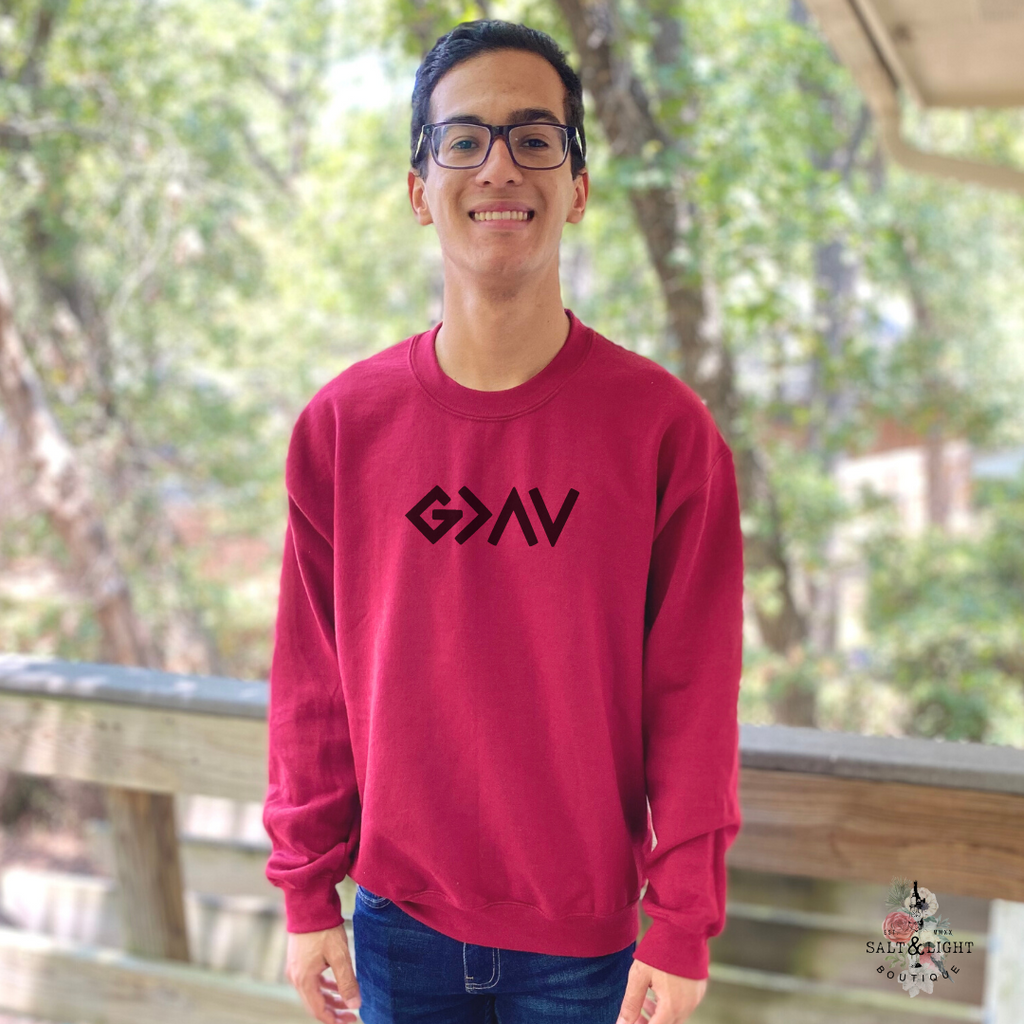 GOD IS GREATER THAN THE HIGHS AND LOWS MEN'S SWEATSHIRT - Salt and Light Boutique