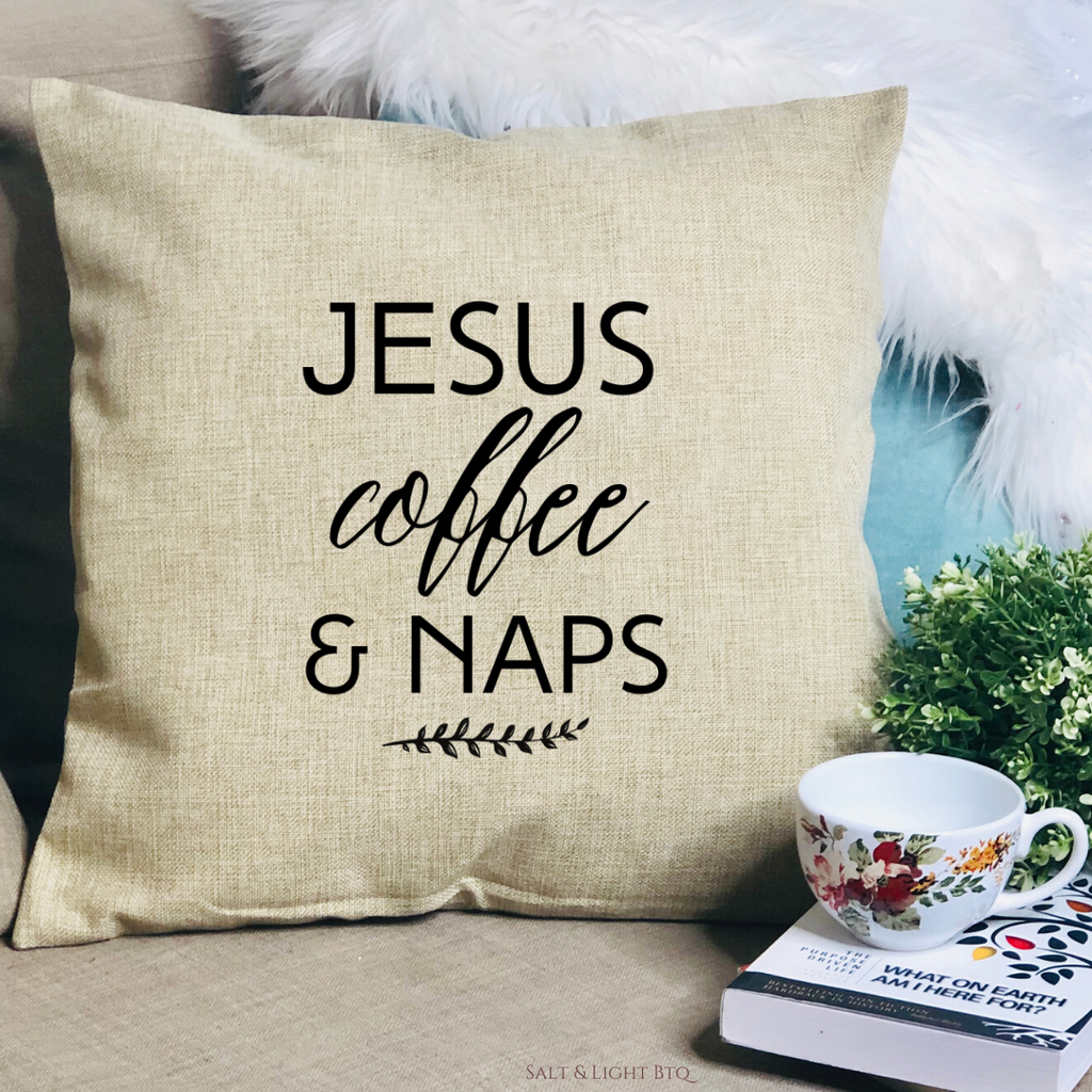 Jesus and coffee Christian Pillows: Christian Decor & Christian Gifs | S
