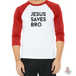 JESUS SAVES BRO MEN'S BASEBALL T-SHIRT - Salt and Light Boutique