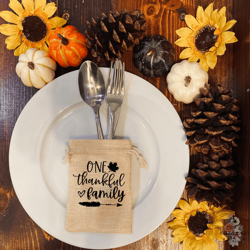 Thankful Family Rustic Thanksgiving Table Decor: Utensil Holder | SLB