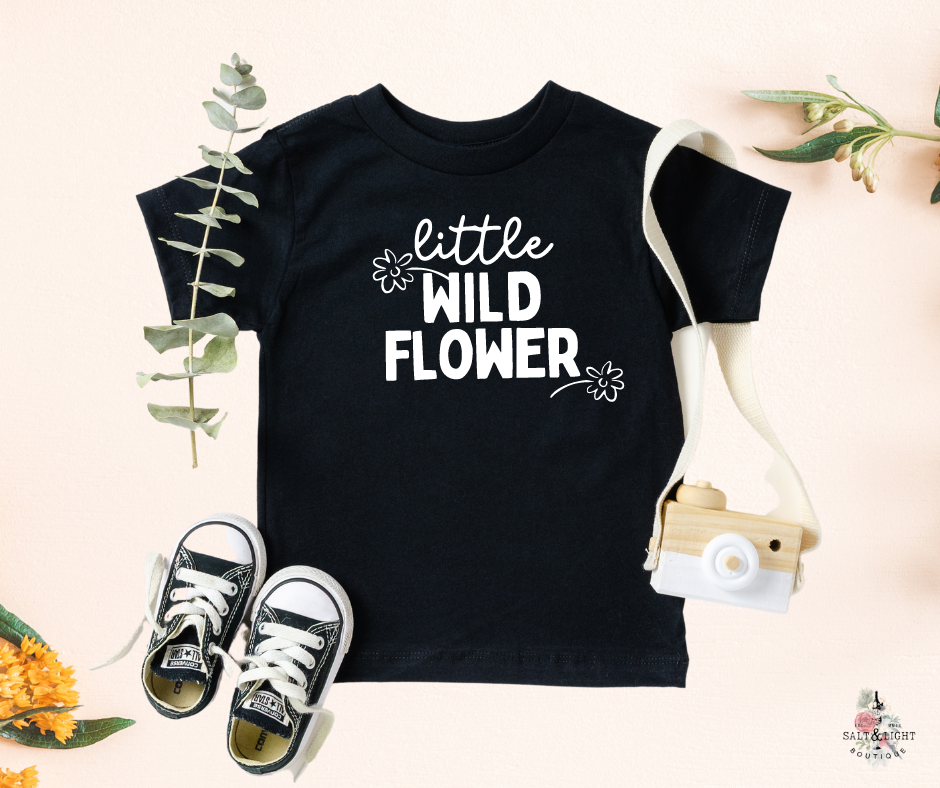 Mom and Daughter Matching Shirts | Raising a Little Wildflower - Black - Salt and Light Boutique