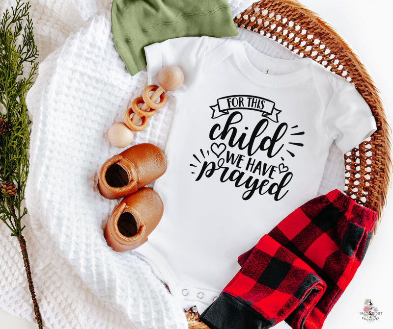 IVF Pregnancy announcement onesie. For this child we have prayed Christian Pregnancy Announcement | SLB