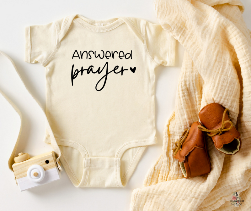Answered Prayer Custom Baby Onesie. Christian Pregnancy Announcement Onesie | IVF Baby Announcement | SLB