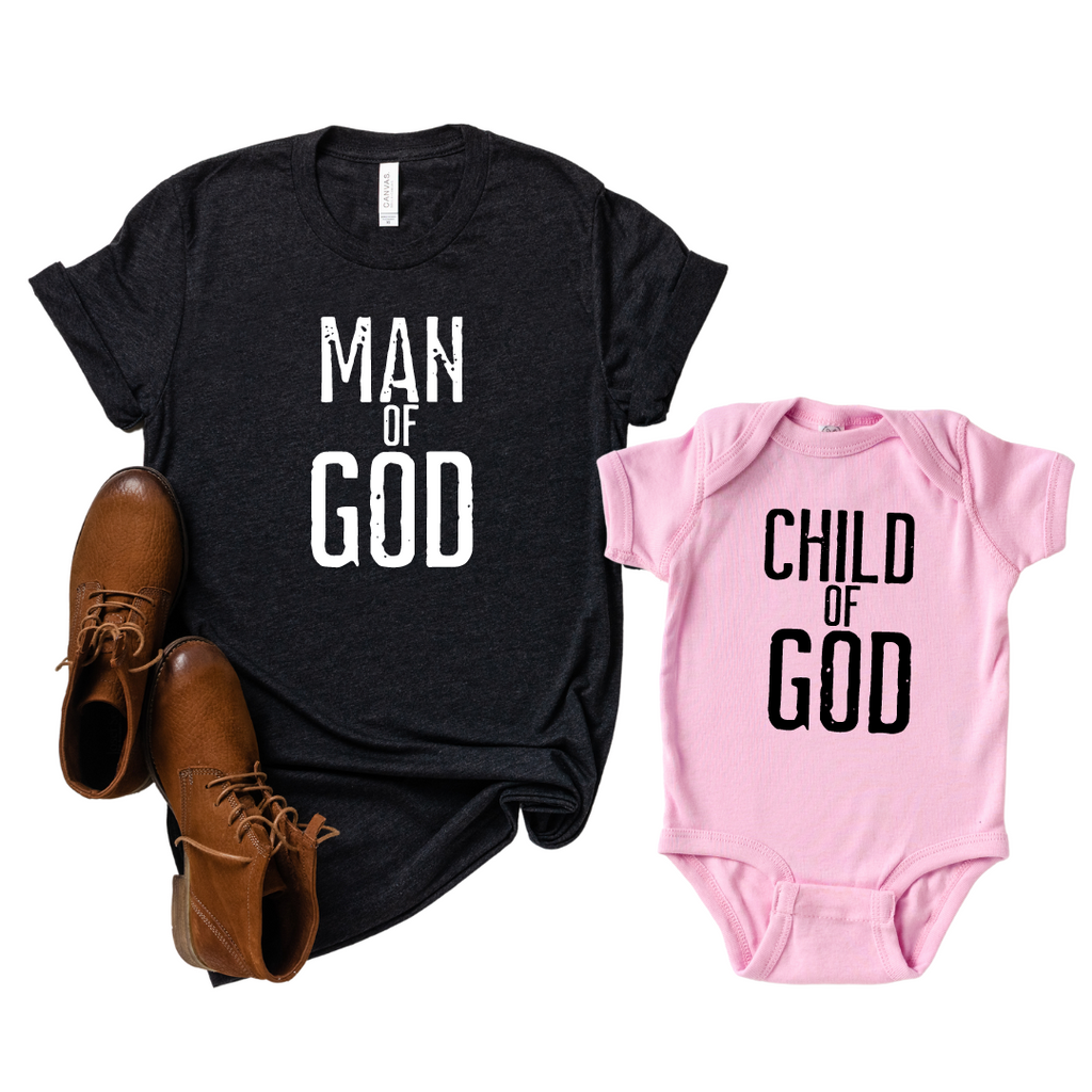 Man of God Child of God Set. Blessed Daddy and Me Matching Shirts for Dad and Baby - SLB