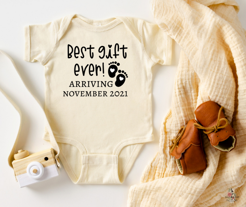 Best Gift Ever Custom Baby Announcement Onesie | SLB