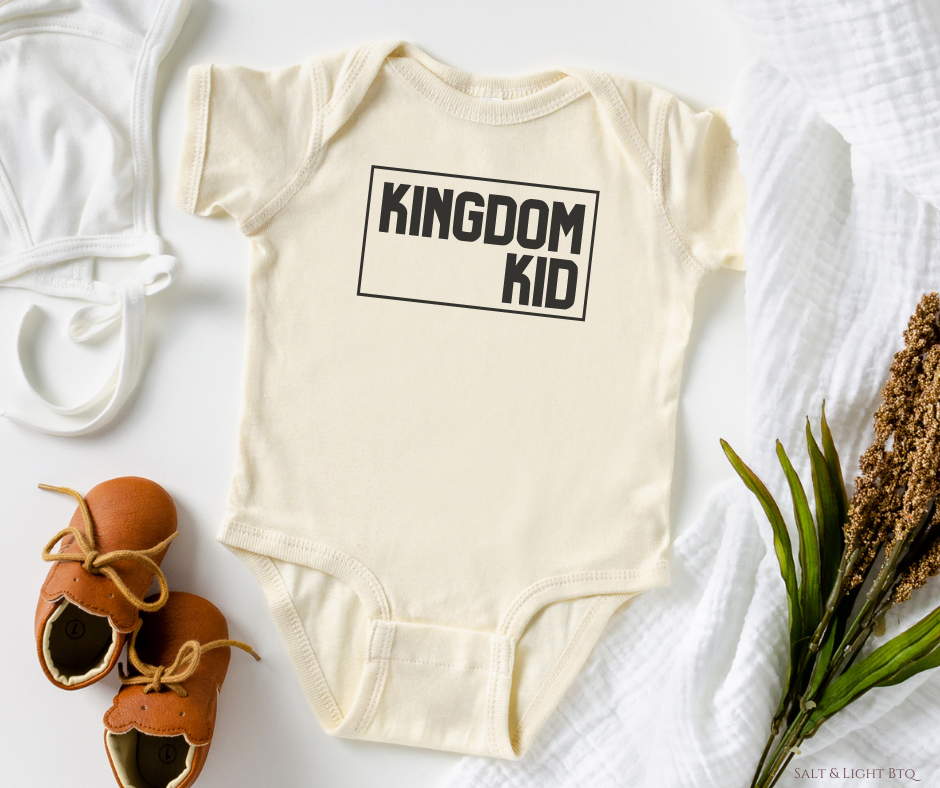 Kingdom Kiddo Bodysuit. Christian Baby Clothes: Baby Girl & Baby Boy | Salt and Light Boutique