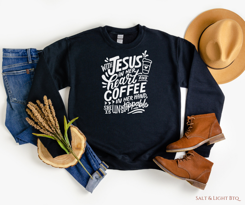 Coffee and Jesus Sweatshirt - Salt and Light Boutique
