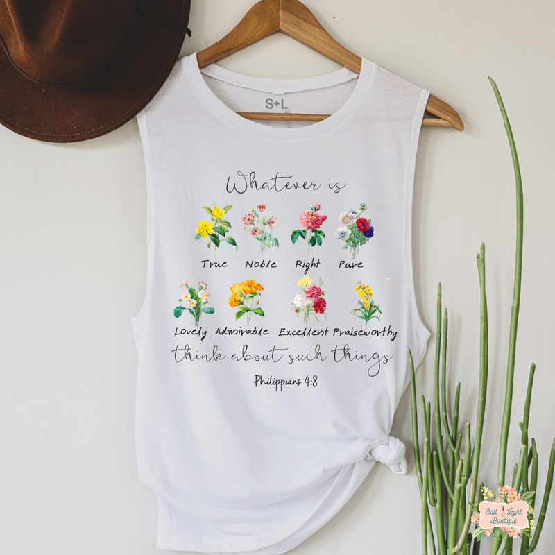 THINK ABOUT SUCH THINGS - FLORAL | WOMEN'S MUSCLE TANK TOP - Salt and Light Boutique