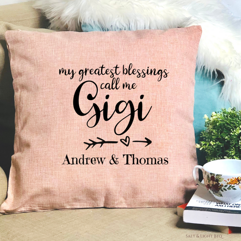 Grandma's Greatest Blessings Personalized Grandma Pillow | Colored Pillow - Salt and Light Boutique