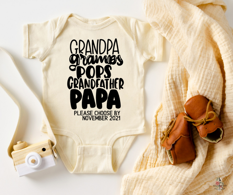 Custom New grandpa onesie. Grandpa Baby Announcement: Pregnancy Announcement to Parents | SLB