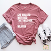 SHE WALKED WITH GOD WORKOUT T-SHIRT | WOMEN'S UNISEX WORKOUT SHIRTS - Salt and Light Boutique