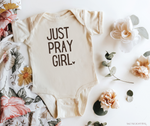 Just Pray Girl Cute Baby Girl onesie: Christian Baby Girl Clothes | Salt and Light Boutique