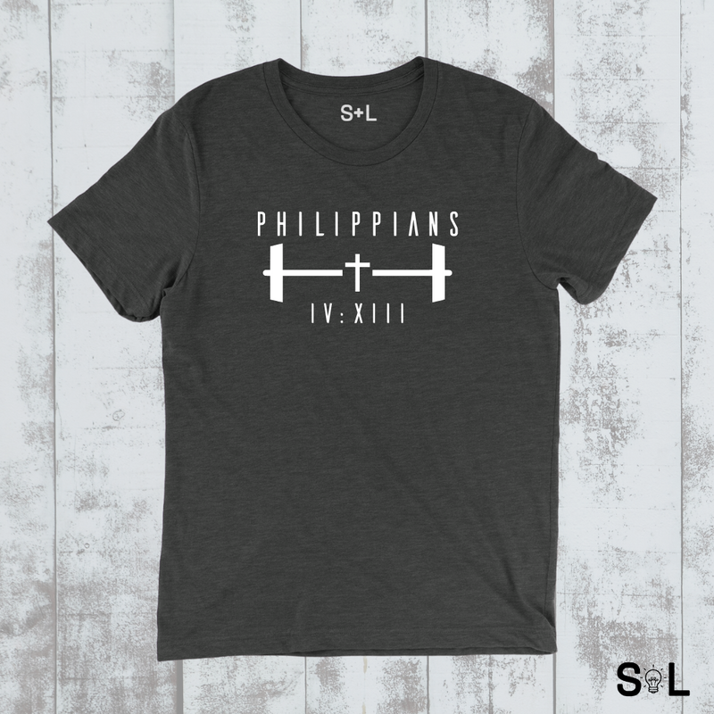 PHILIPPIANS 4:13 CHRISTIAN MEN'S T-SHIRT | WORKOUT SHIRT - Salt and Light Boutique