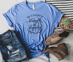 Clothed in strength and dignity Tee. Cute Women's Christian T shirts & Apparel - Salt and Light Boutique