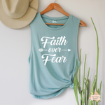 FAITH OVER FEAR | WOMEN'S MUSCLE TANK TOP - Salt and Light Boutique