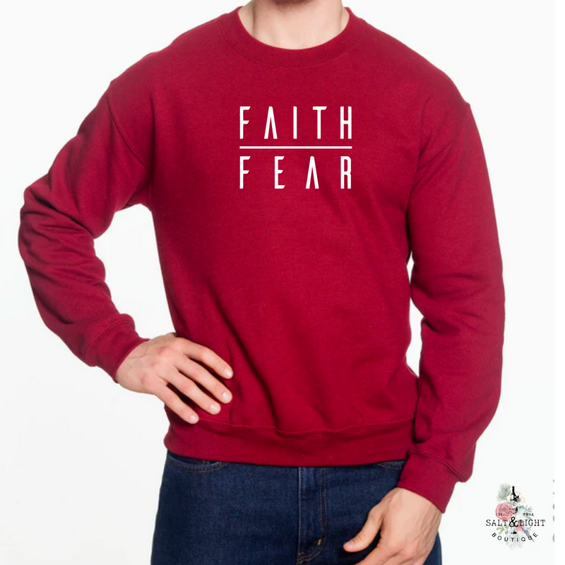 FAITH OVER FEAR MEN'S SWEATSHIRT - Salt and Light Boutique