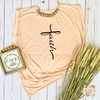 FAITH - CROSS SHAPED | WOMEN'S FLOWY MUSCLE T-SHIRT WITH ROLLED SLEEVES - Salt and Light Boutique