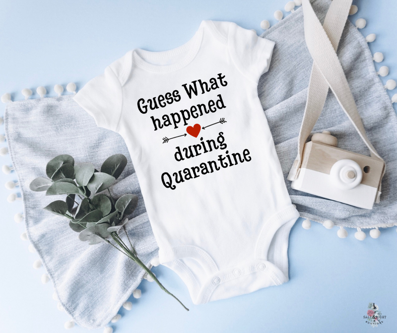 Guess What Quarantine Baby Announcement Onesie 2021 | SLB