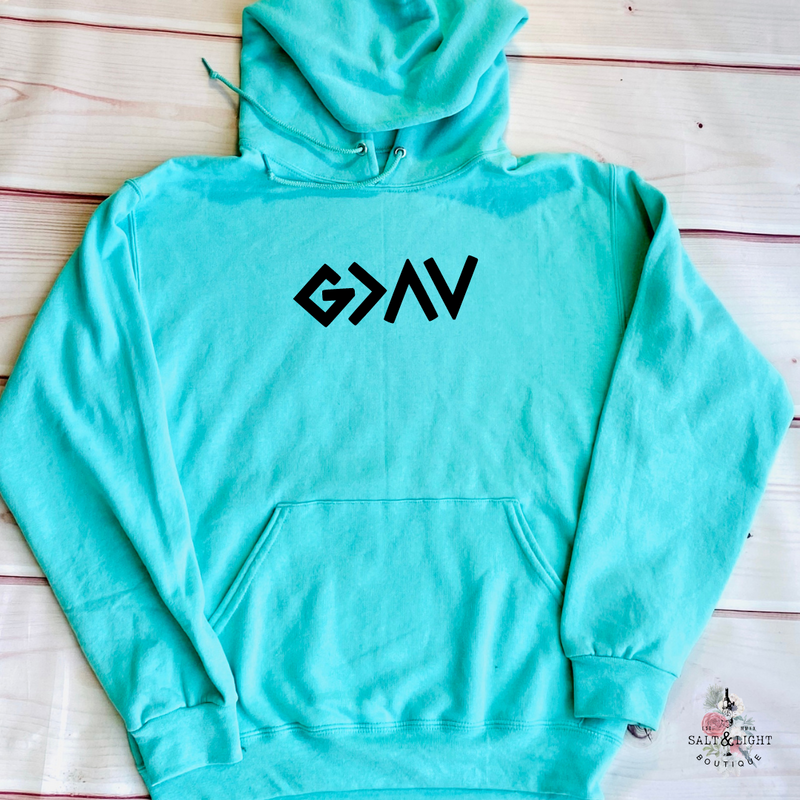 GOD IS GREATER THAN THE HIGHS AND LOWS MEN'S HOODIE - Salt and Light Boutique