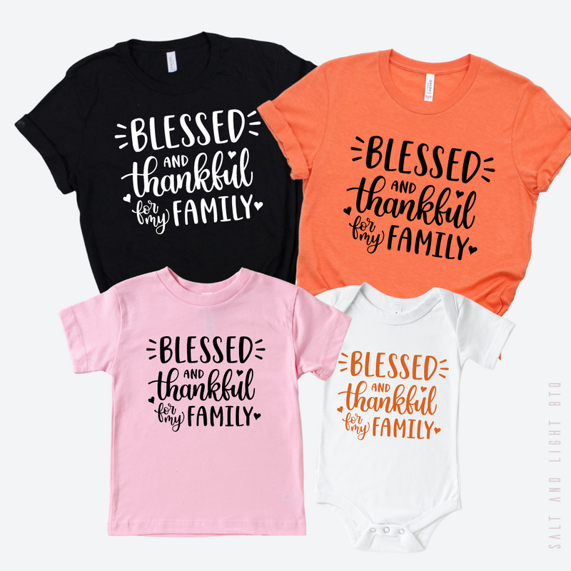 One Thankful Family Thanksgiving Shirts: Salt and Light Btq