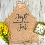FAITH OVER FEAR | WOMEN'S HIGH NECK TANK - Salt and Light Boutique