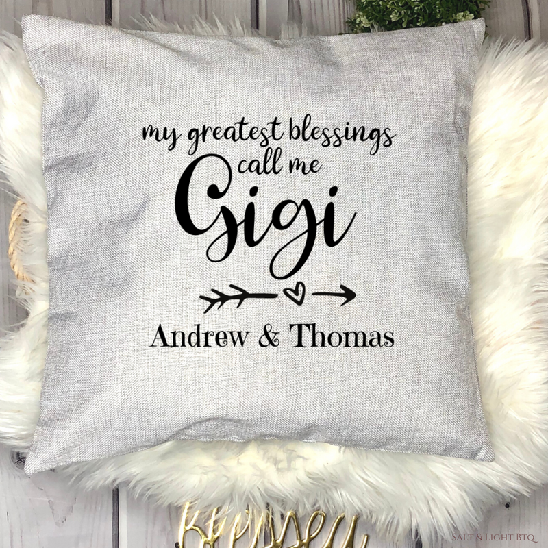 Grandma's Greatest Blessings Personalized Grandma Pillow | Colored Pillow - Salt and Light Boutique