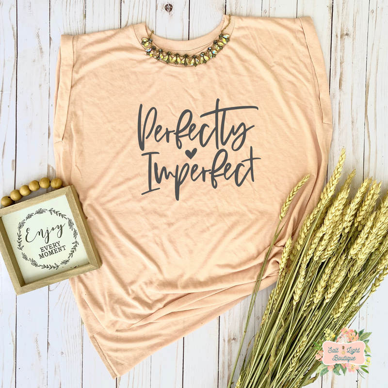 PERFECTLY IMPERFECT | WOMEN'S FLOWY MUSCLE T-SHIRT WITH ROLLED SLEEVES - Salt and Light Boutique